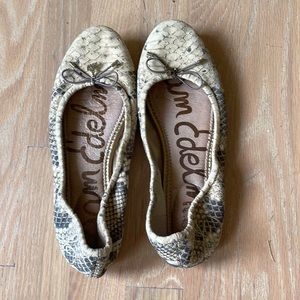 Sam Edelman Snake-Skin Ballet Flats with Bow Womens 7.5/8